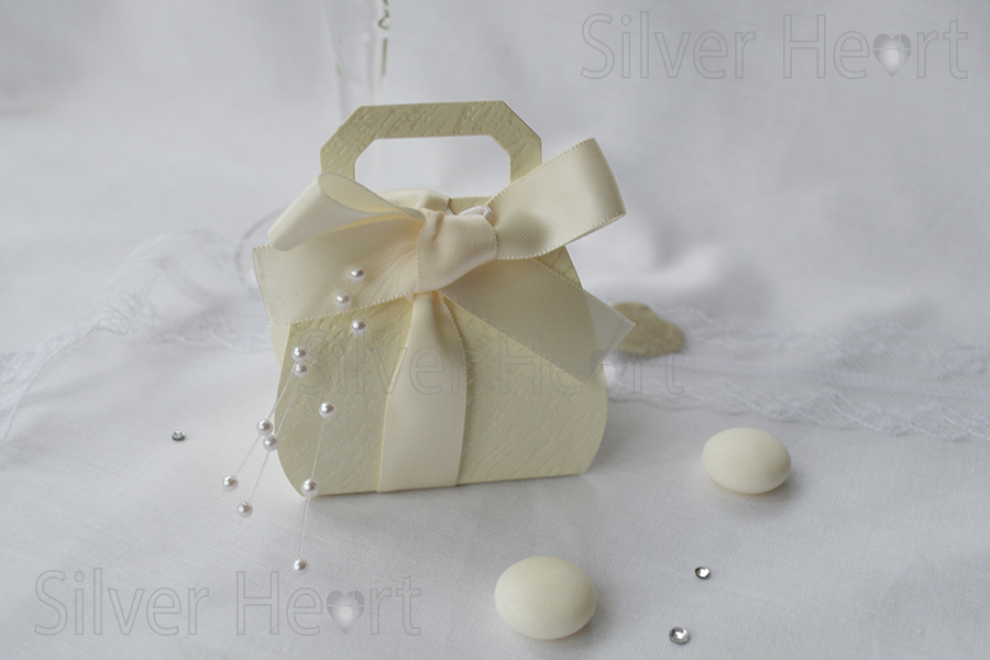 Ardesia Clutch Bag, wedding favour boxes textured ivory card, 8cm tall.