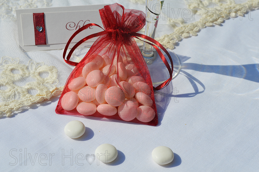Organza shimmer pouch wedding favour, 10x12.5 in a variety of colours.
